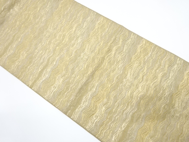 JAPANESE KIMONO / ANTIQUE FUKURO OBI / SILK / WOVEN WAVY STRIPE